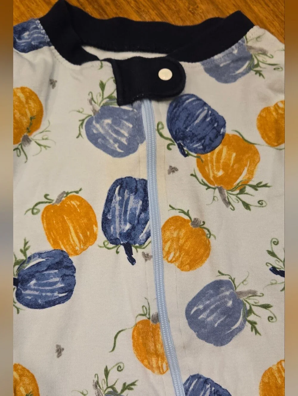 Burts Bees Baby Pumpkin Zipper Footie Pajama Bodysuit